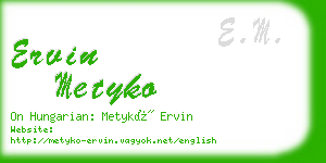 ervin metyko business card